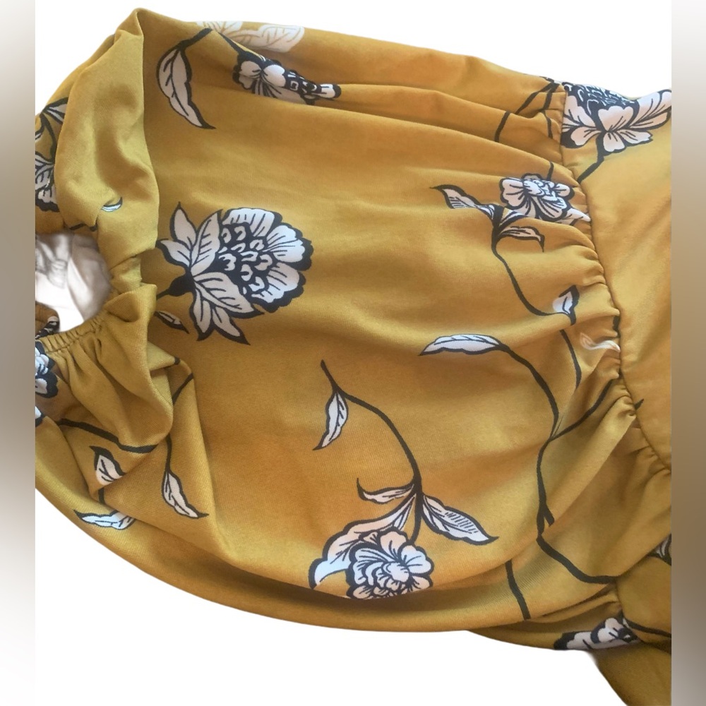 Eloquii Elements Floral Mustard Yellow Faux Wrap Dress Size 18/20 NWOT So pretty - Picture 8 of 10
